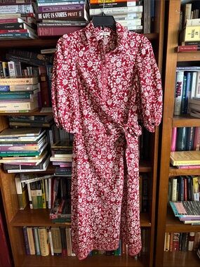 Max Studio Red and White Floral Midi Dress
